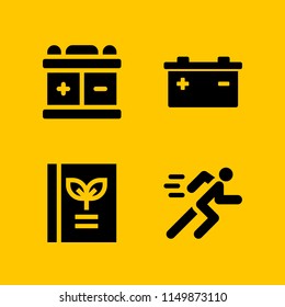 4 energy icons in vector set. running, ecology and environment and battery illustration for web and graphic design