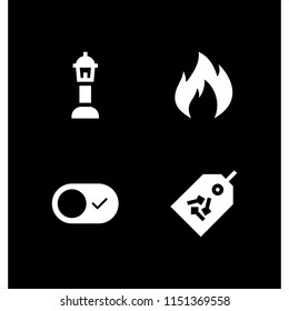 4 energy icons in vector set. fire, street lamp, ecology and environment and switch illustration for web and graphic design