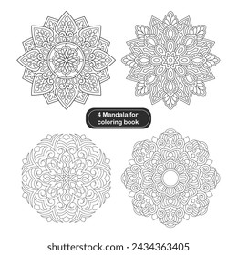 4 Ethnic culture Mandala Design For colouring Book  