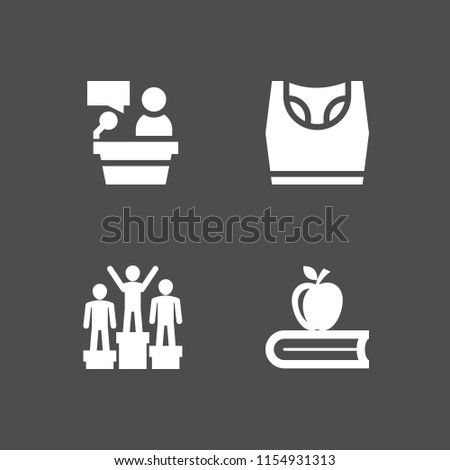 4 event icons in vector set. lectern, podium, sports and competition and class illustration for web and graphic design