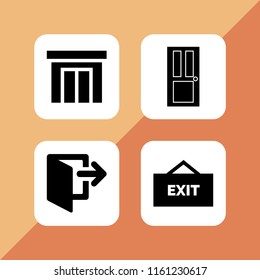 4 exit icons in vector set. door and logout illustration for web and graphic design