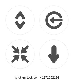 4 Expand, Minimize, Insert, Down arrow modern icons on round shapes, vector illustration, eps10, trendy icon set.