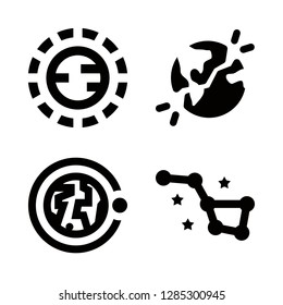 4 explosion icons with planet earth and orbit in this set