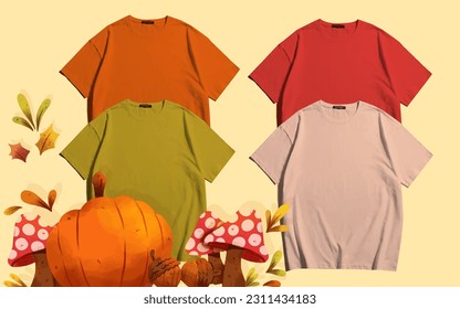 4 eye catchie vintage and different colours blank t shirt mockup collection to showcage your t shirt designs