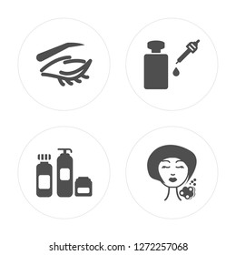4 Eye, Cream, Oil, Face cleanser modern icons on round shapes, vector illustration, eps10, trendy icon set.