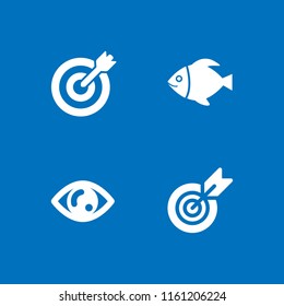 4 eye icons in vector set. target, human eye shape and fish illustration for web and graphic design