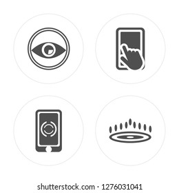 4 Eye, Smartphone, Cooker modern icons on round shapes, vector illustration, eps10, trendy icon set.