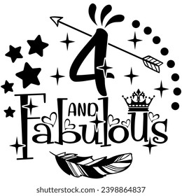 4 and fabulous black vector graphic design and cut file