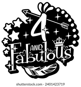 4 and fabulous black vector graphic design and cut file