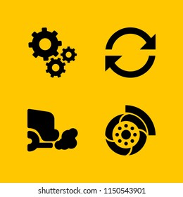 4 factory icons in vector set. automobile, load, gas and gear illustration for web and graphic design