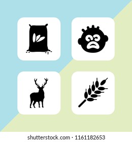 4 fall icons in vector set. faint, wheat, deer and sack illustration for web and graphic design