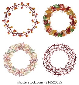 4 Fall Wreaths with Different Colors, Textures, and Elements
