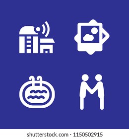 4 family icons in vector set. farming and gardening, vacations, men couple and swim illustration for web and graphic design