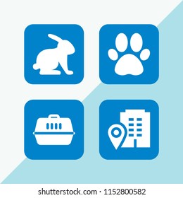 4 family icons in vector set. paw, dog, visit and pet illustration for web and graphic design