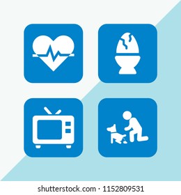 4 family icons in vector set. tv, holiday, dog and heart illustration for web and graphic design