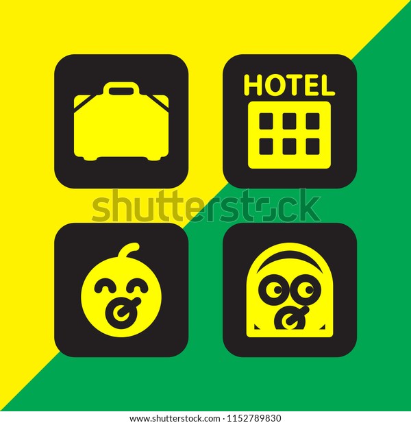 4 family icons in vector set.\
trip, rooms and baby illustration for web and graphic\
design