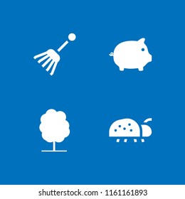 4 farm icons in vector set. farming and gardening, pig and park illustration for web and graphic design