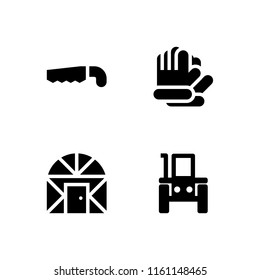 4 farmer icons in vector set. tractor and farming and gardening illustration for web and graphic design