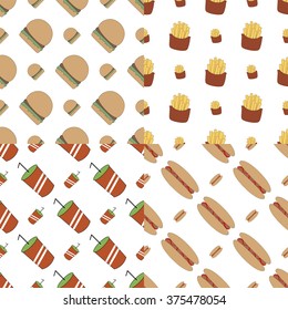 4 fast food seamless vector illustrations. Vector illustration for various creative projects