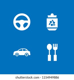 4 fast icons in vector set. car and food and restaurant illustration for web and graphic design