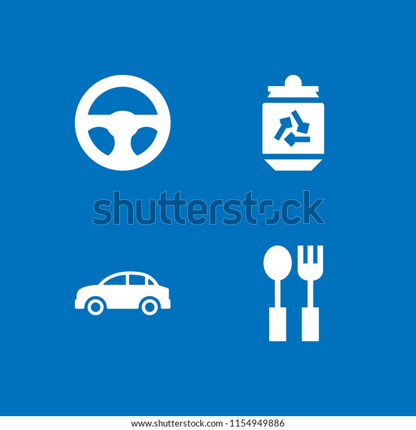 4 fast icons in vector set.\
car and food and restaurant illustration for web and graphic\
design