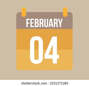 4 de febrero. Icono del calendario para febrero en naranja. Vector para festividades, aniversarios y celebraciones