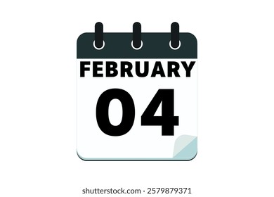 4 February calendar icon text page monthly web design on red, black deep green and white background vector, icon, or illustration with the month of February 4 