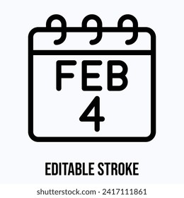 4 February Calendar, Vector Calendar Icon.