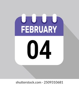 4 de febrero Diseño web mensual de la página de texto del icono del calendario.