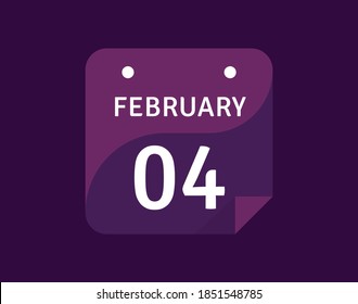 4 February, February 4 icon Single Day Calendar Vector illustration