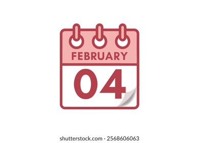 4 February month single day vector, illustration, calendar with maroon, rose and white color background calendar February 4