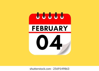 4 February month single day vector, illustration, calendar with maroon, rose and white color background calendar February 4