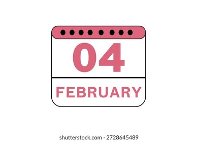 4 fevereiro mês vetor dia único dia, ilustração, calendário com pêssego, preto e branco ícone de calendário de fundo de cor de 4 de fevereiro