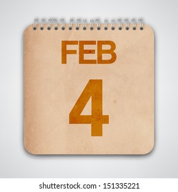 4 February on Old Notebook Vector 