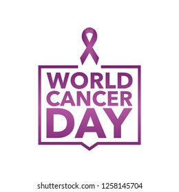 4 February World Cancer Awareness Month Campaign Background with paper Magenta ribbon symbol. Pancreatic Cancer. Vector stock illustration. 