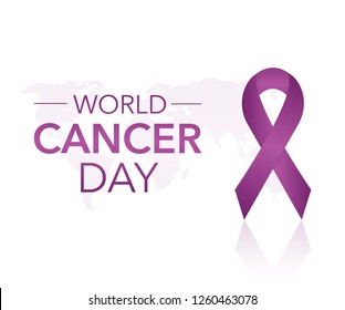 4 February World Cancer Awareness Month Campaign Background with paper Magenta ribbon symbol. Pancreatic Cancer. Vector stock illustration. 