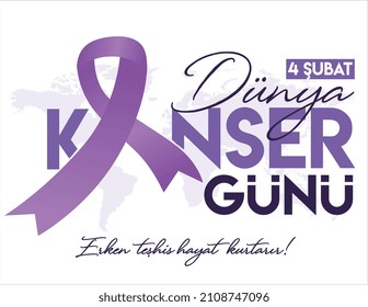 4 de febrero Día Mundial del Cáncer Diagnóstico temprano salva vidas El turco traduce: 4 submarino Dunya Kanser gunu Erken Teshis Hayat Kurtarir