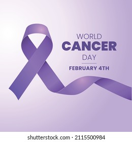 4 February world Cancer Day. Ribbon with text, banner or poster Prevention Month, February. Vector illustration