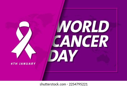 4 February, World Cancer Day, Health care, mnemonic, Illustration, Poster Or Banner bright blue and purple Background.