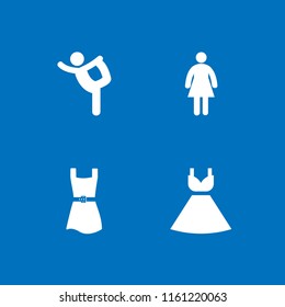4 femininity icons in vector set. woman with dress, dress and ballet illustration for web and graphic design