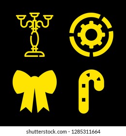 4 festive icons with bow and candles in this set