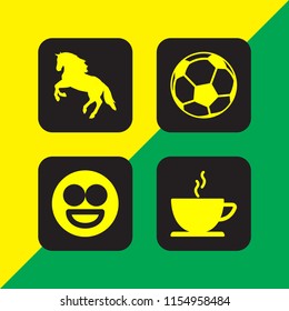 4 field icons in vector set. happy, cup, horse and soccer illustration for web and graphic design