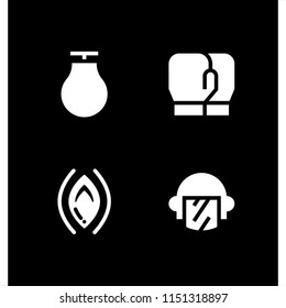 4 fight icons in vector set. boxing gloves, reproduction, punching ball and swat illustration for web and graphic design