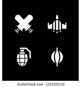 4 fight icons in vector set. fighter, warrior, grenade and boxing bag illustration for web and graphic design