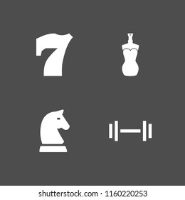4 figure icons in vector set. chess, number seven, weight and mannequin illustration for web and graphic design
