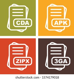  4 File Format Icons Sheet design
