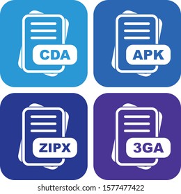  4 File Format Icons Sheet design
