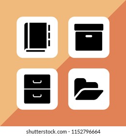 4 file icons in vector set. document, address book and archive black box illustration for web and graphic design