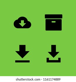 4 files icons in vector set. download and archive black box illustration for web and graphic design