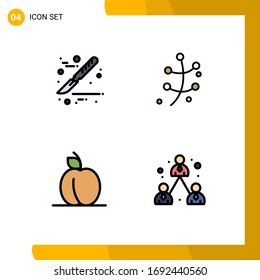 4 Filledline Flat Color concept for Websites Mobile and Apps medical; fruit; growth; spring; company Editable Vector Design Elements